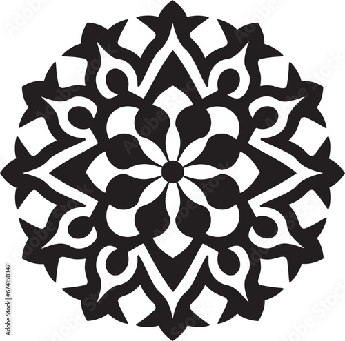 Floral Fusion Arabic Tiles Vector Design Black and Silver Arabic Floral Pattern Logo