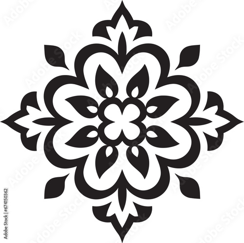 Arabic Treasures Unveiled Black Floral Tiles Geometric Excellence Arabic Floral Icon in Vector