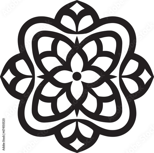 Vector Arabesque Charm Black Logo with Florals Exquisite Geometric Artistry Arabic Floral Icon