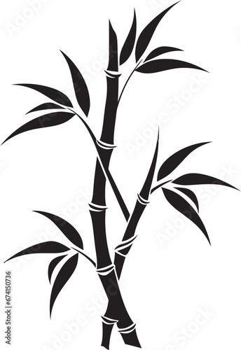 Natural Tranquility Bamboo in Black Vector Icon Black Beauty in Botanical Art Bamboo Logo Design