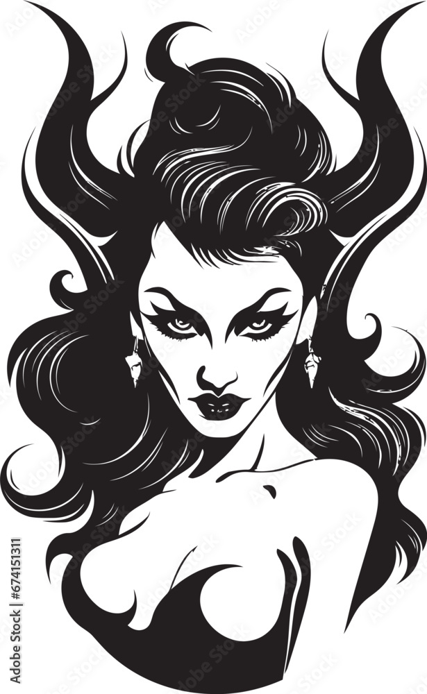 Mystical Temptation Black Logo with Tempting Demon Dark Elegance in Black Iconic Sinful Demon Vector Mystical Temptation Black Logo with Tempting Demon Dark Elegance in Black Iconic Sinful Demon Vector
