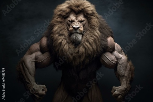 strong and muscular animal. Generative AI © Lysandra