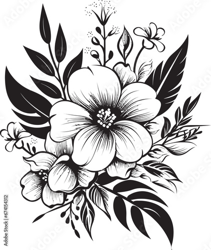 Vector Artistry Exotic Floral Emblem in Black Tropical Elegance Black Logo Design with Floral Icon