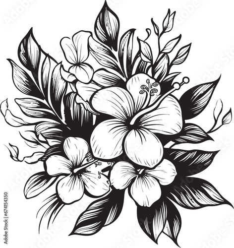 Vector Artistry Unveiled Exotic Floral Logo Tropical Beauty Black Floral Icon in Vector