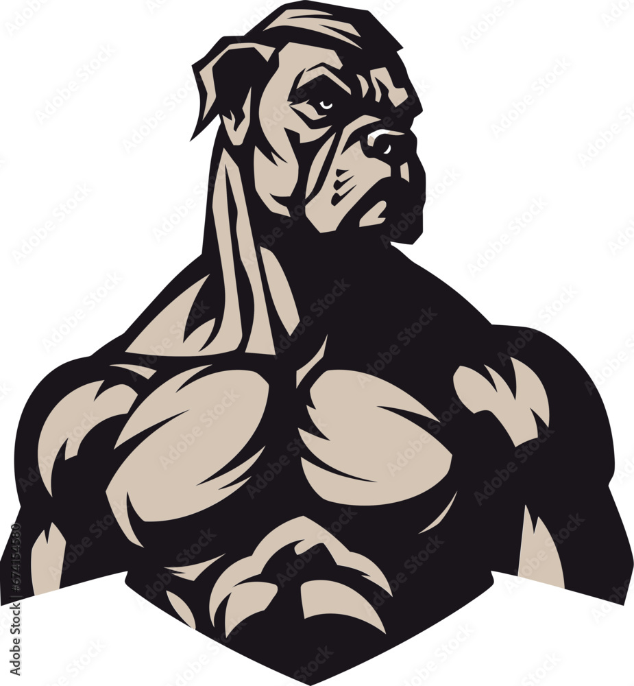 Majestic Mascot Athletic Boxer Dog Logo Athletic Elegance in Monochrome Black Vector Icon
