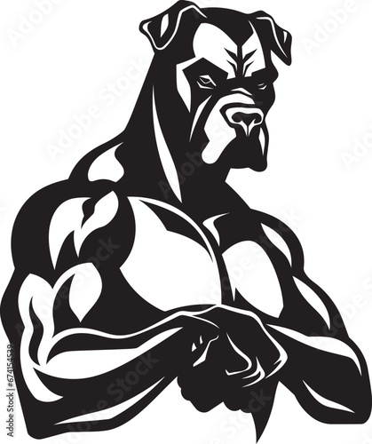 Black and Bold Boxer Dog Vector Mascot Iconic Athleticism Black Logo with Boxer Dog