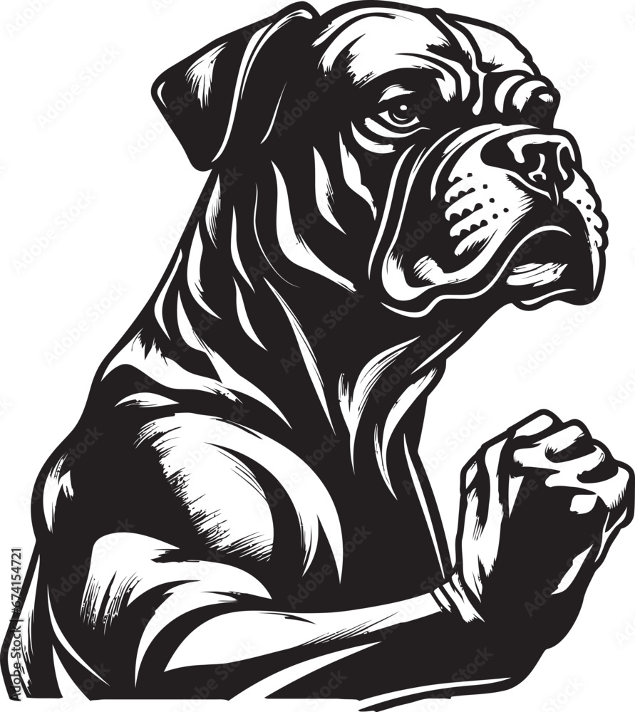 Athletic Agility Boxer Dog Mascot Emblem Black Beauty Boxer Dog Logo Mastery
