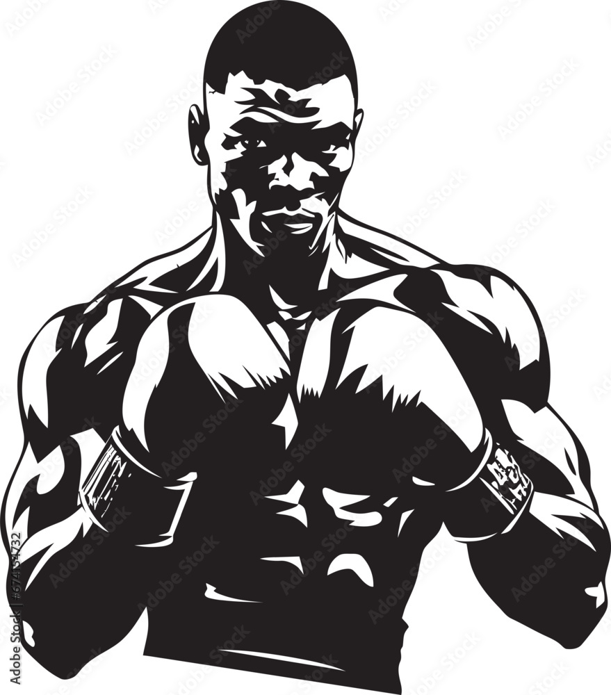 Fototapeta premium Pugilistic Prowess Boxing Man Design Emblem Black Beauty Boxing Man Logo Mastery