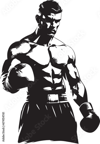 Mighty Moves Vector Icon in Black Vector Artistry Powerful Boxing Emblem in Black