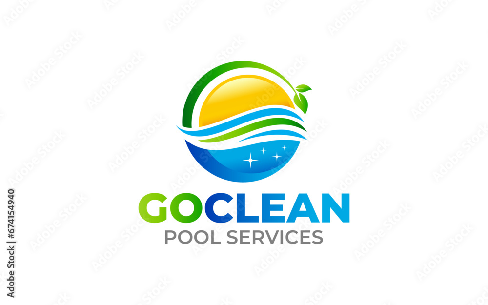 Illustration vector graphic of swimming pool cleaning service logo vector template