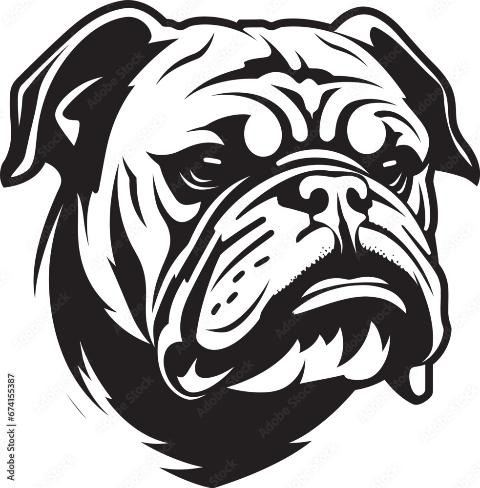 Regal Dog Art Bulldog in Black Vector Icon Bold and Fearless Black Logo with Bulldog