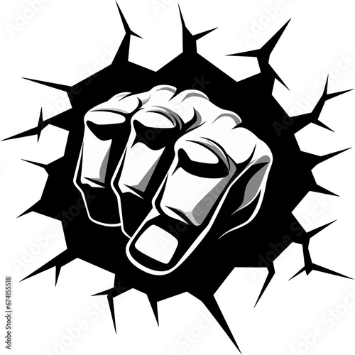 Impactful Expression Vector Icon in Black Vector Artistry Unveiled Fist through Cracked Wall