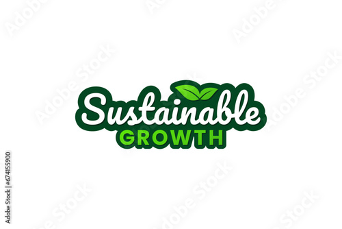 Sustainable growth logo or Sustainable growth label vector isolated. Best Sustainable growth logo for product packaging design, apps, websites, print design and more about Sustainable growth.