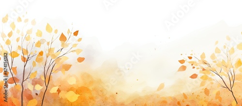 A paper with a watercolor background that depicts an abstract autumn atmosphere painted by hand