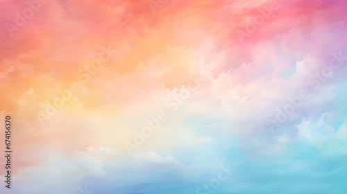 Sky, background clouds, drawing with multi-colored gouache, paint and brush. Abstract hand paint.