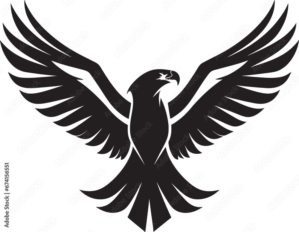 Obraz premium Powerful Eagle Black Icon in Vector Aerial Majesty Black Design