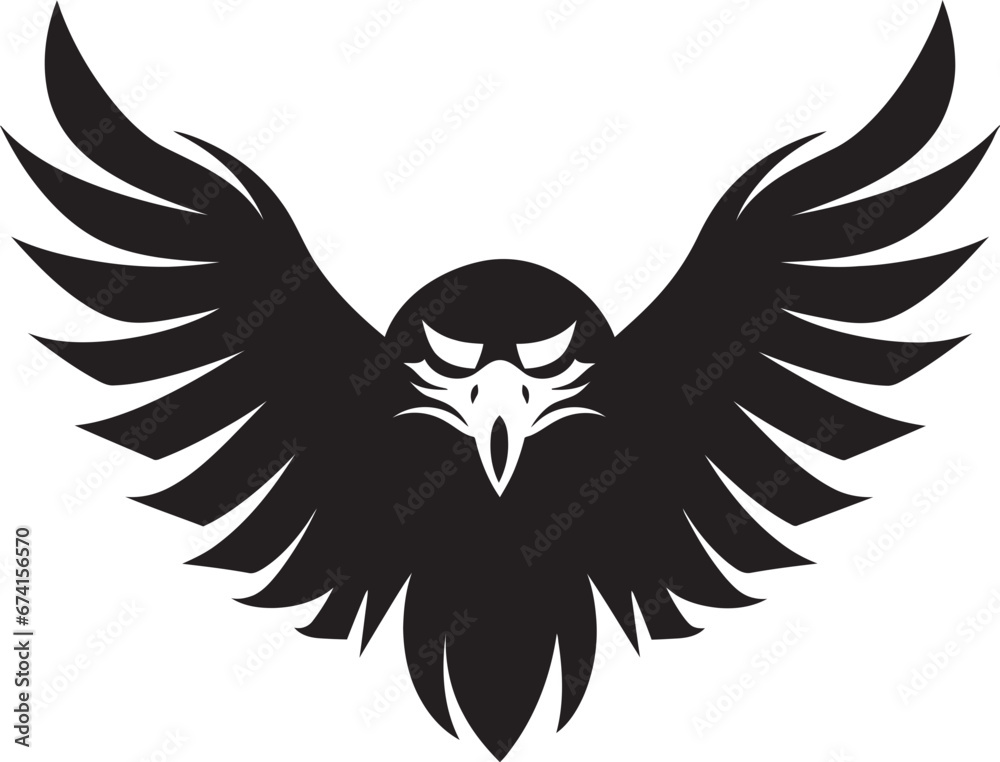 Obraz premium Black and Fearless Eagle Vector Noble Wings Black Eagle Logo