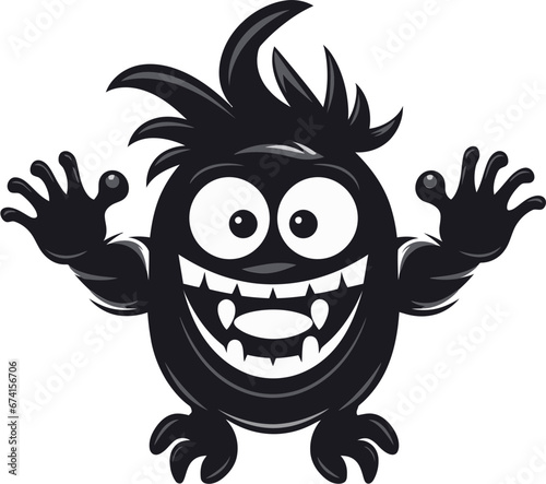Monstrous Artistry Black Emblem with Cartoon Creature Monster Magic Black Logo Design Featuring Icon © BABBAN