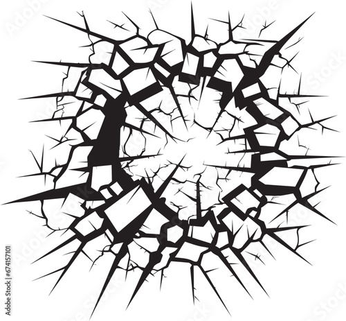 Vector Artistry Unveiled Broken Wall Comic Book Emblem Powerful Cracks Black Comic Book Broken Wall Icon in Vector