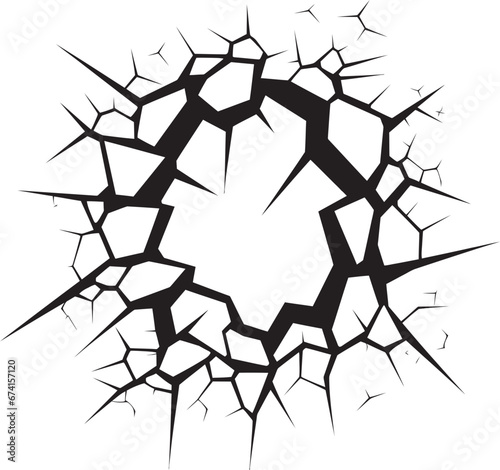 Dynamic Burst Black Logo with Comic Book Broken Wall Comic Book Adventures Vector Icon in Black