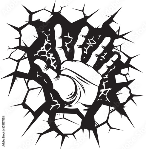 Kapow Comic Book Design Broken Wall Emblem in Black Black Beauty Comic Book Broken Wall Logo Mastery