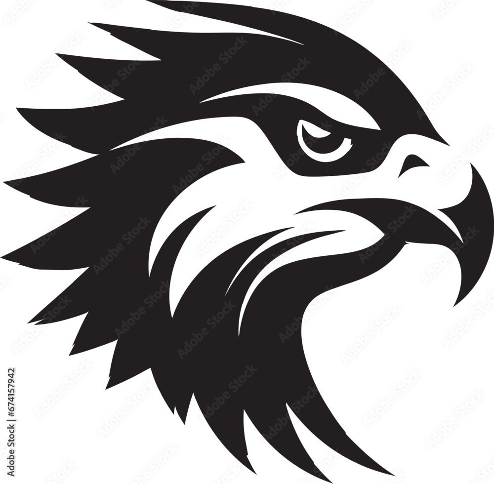 Fototapeta premium Black and Bold Iconic Eagle Vector Symbol Regal Raptor Eagle Logo in Monochrome