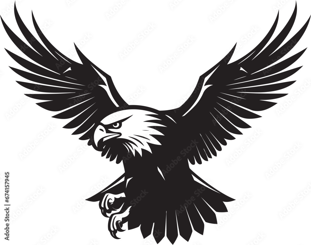 Majestic Monochrome Black Eagle Logo Vector Icon Eagle Elegance Emblem of Power in Black