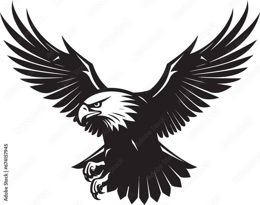 Obraz premium Majestic Monochrome Black Eagle Logo Vector Icon Eagle Elegance Emblem of Power in Black