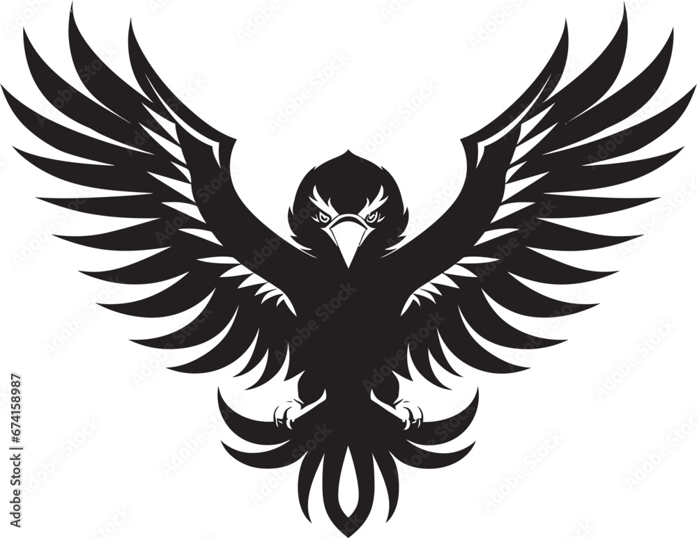 Obraz premium Iconic Majesty Soared Black Eagle Emblem Eagles Flight Vector Icon in Black
