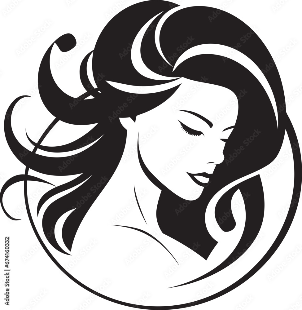 Elegant Mystery Black Face Vector Icon Empowerment through Beauty Logo with Female Face Elegant Mystery Black Face Vector Icon Empowerment through Beauty Logo with Female Face