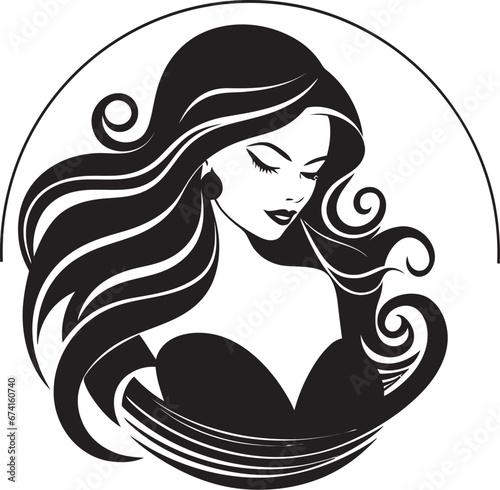 Sublime Serenity Black Logo with a Womans Profile Timeless Allure Black Face Vector Icon with Females Profile