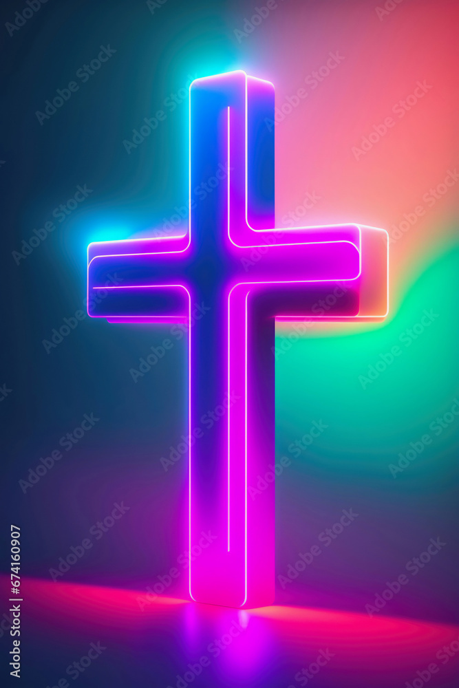 Obraz premium beautiful illustration of a Christian cross skyline landscape city lonely special wood metal concrete modern old clouds gold sun desert snow flowers wallpaper