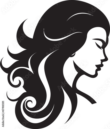 Sculpted in Time Female Face in Black Logo Timeless Allure Black Face Design Emblem