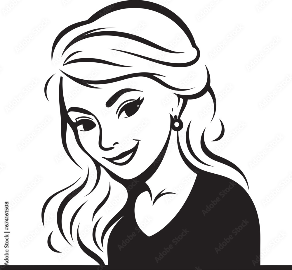 Logo with Female Face Icon in Black Monochrome Empowering Education Female Teacher Unveils Book Vector Logo Design Icon