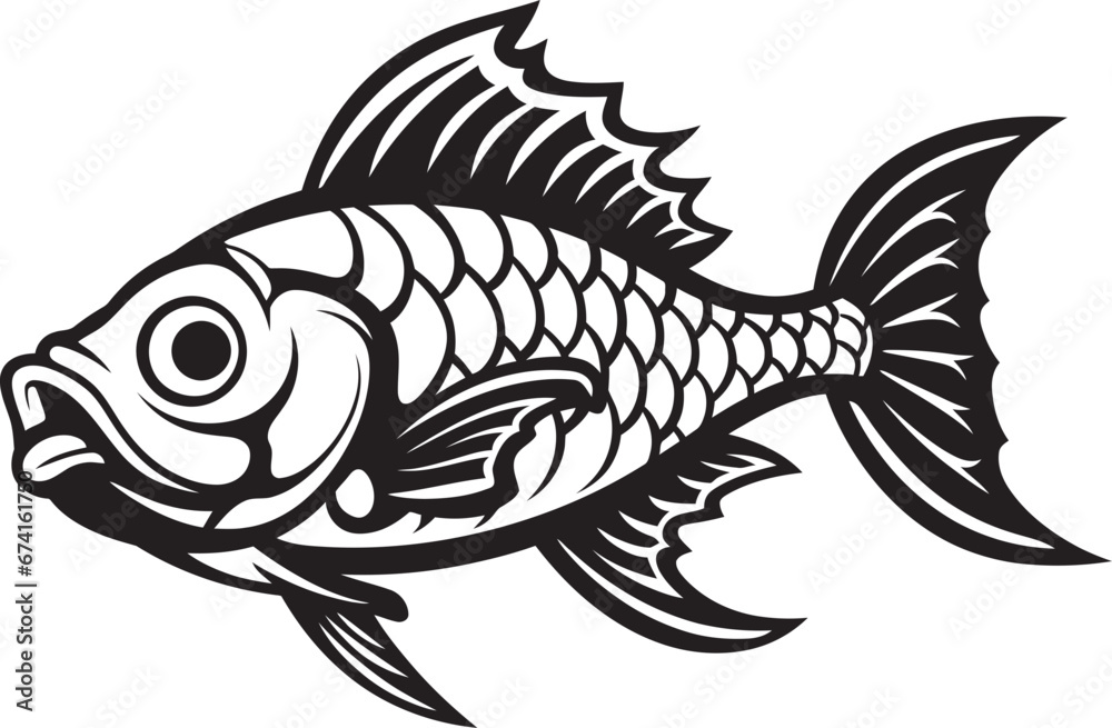 Fototapeta premium Ethereal Elegance Vector Fish Skeletal Symbol Aqua Aesthetics Fish Skeleton Logo Design