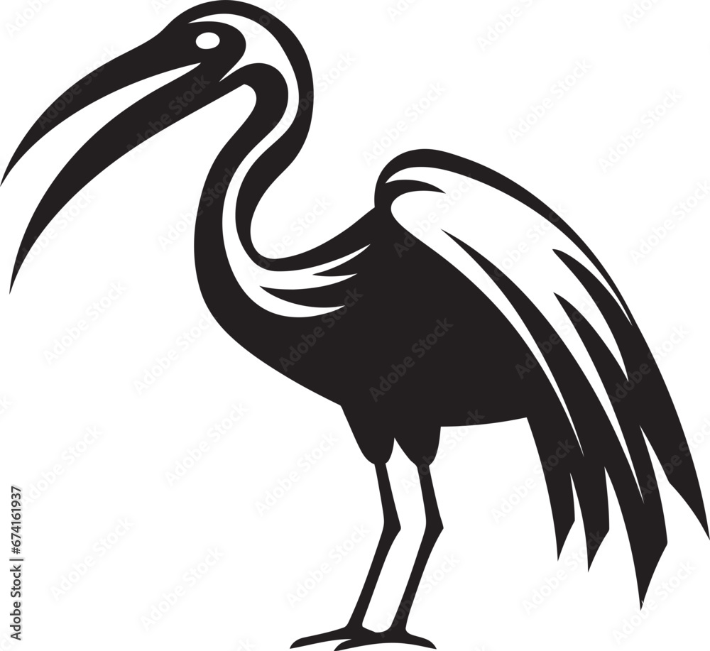Majestic Black Vector Heron Logo Elegant Heron Icon in Vector Majestic Black Vector Heron Logo Elegant Heron Icon in Vector