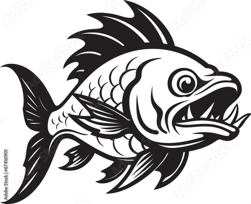 Transparency of the Deep Fish Logo Design The Submerged Skeleton Fish Bone Vector Art