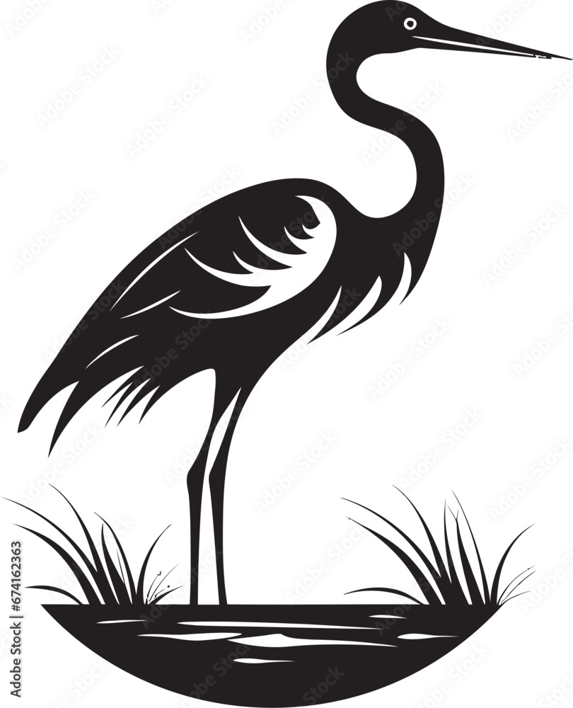 Sleek Heron Icon Design Modern Black Heron Symbol