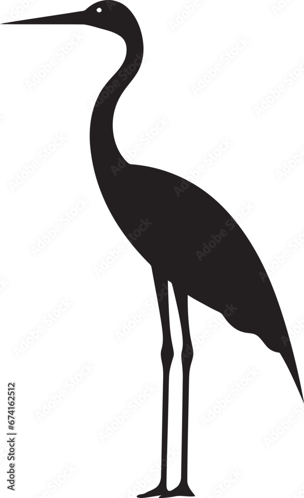 Heron Vector Symbol in Motion Heron in Flight Vector Art