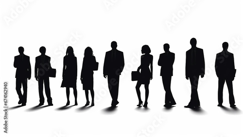 silhouettes in a row of business people isolated on a white background, a silhouette of a group of people businessmen for design and layer overlay