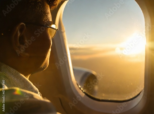 Man travelling on airplane