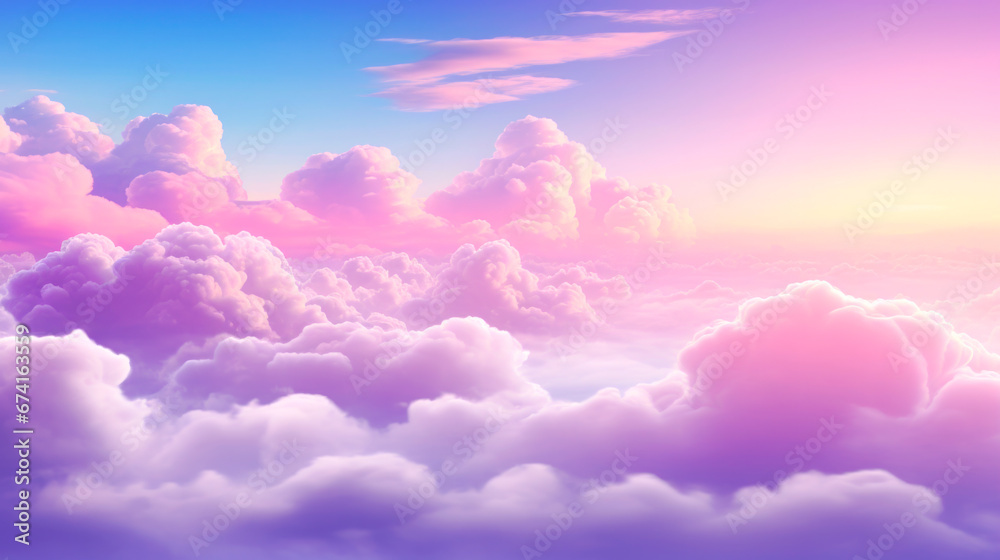 beautiful fluffy pinky clouds in the blue sky background 
