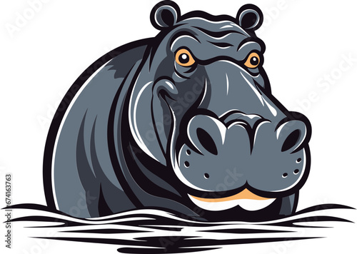 Hippo Symbol in Vector Artistry Elegant Hippopotamus Vector