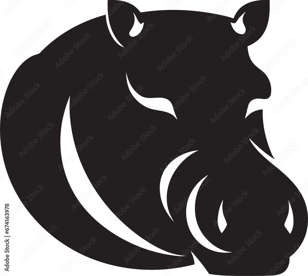 Abstract Black Hippo Vector Art Hippo Majesty with a Twist Abstract Black Hippo Vector Art Hippo Majesty with a Twist