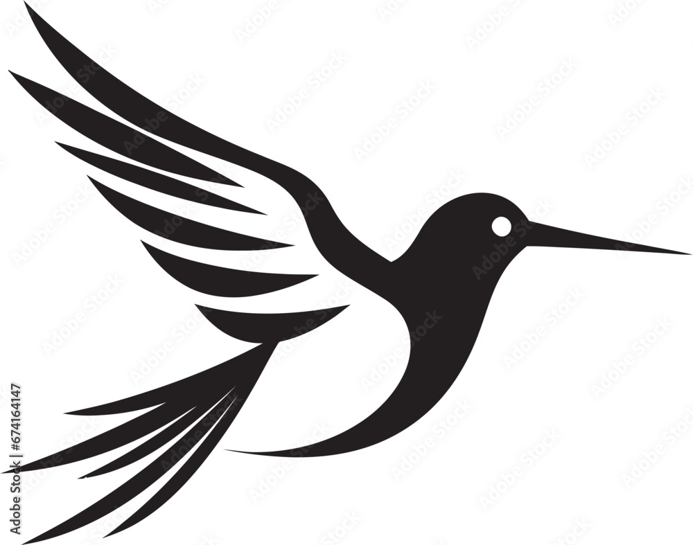 Obraz premium Hummingbird in Vector Artistry Sleek Black Hummingbird Icon