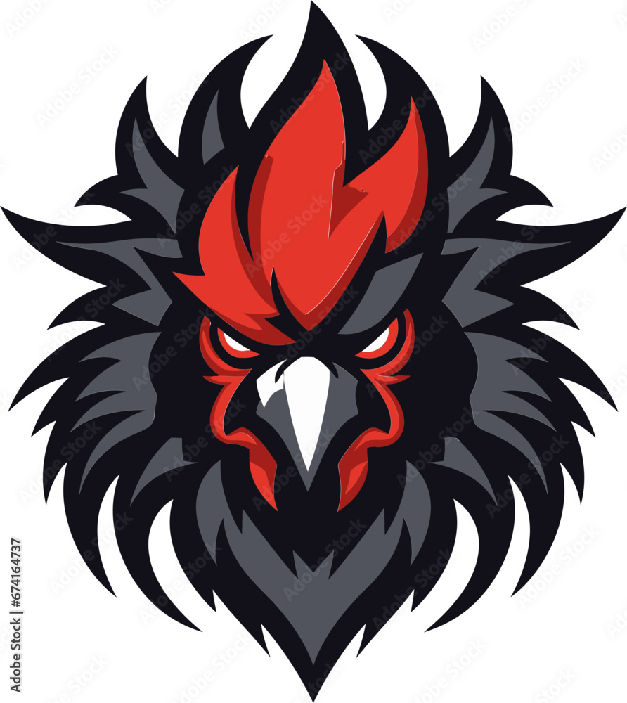 Rooster Majesty in Vector Artistry Bold Black Rooster Logo in Motion