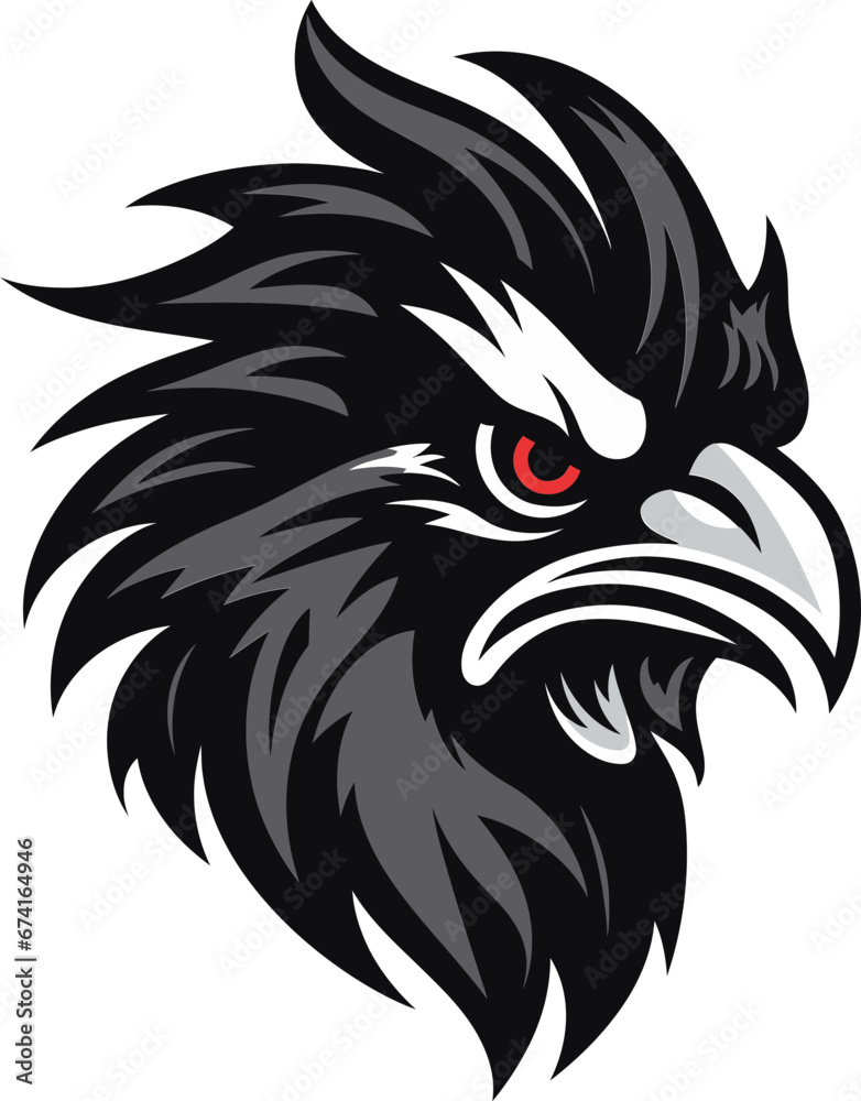 Rooster Majesty in Vector Artform Rooster Mascot with Artistic Flair