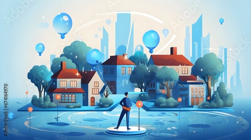 Illustration of the 15 min city concept