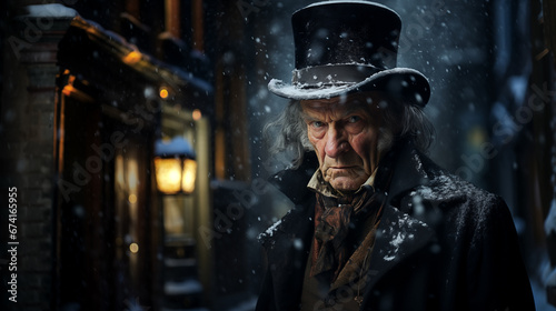 Ebenezer Scrooge Makes His Way Home Through London On Christmas Eve photo