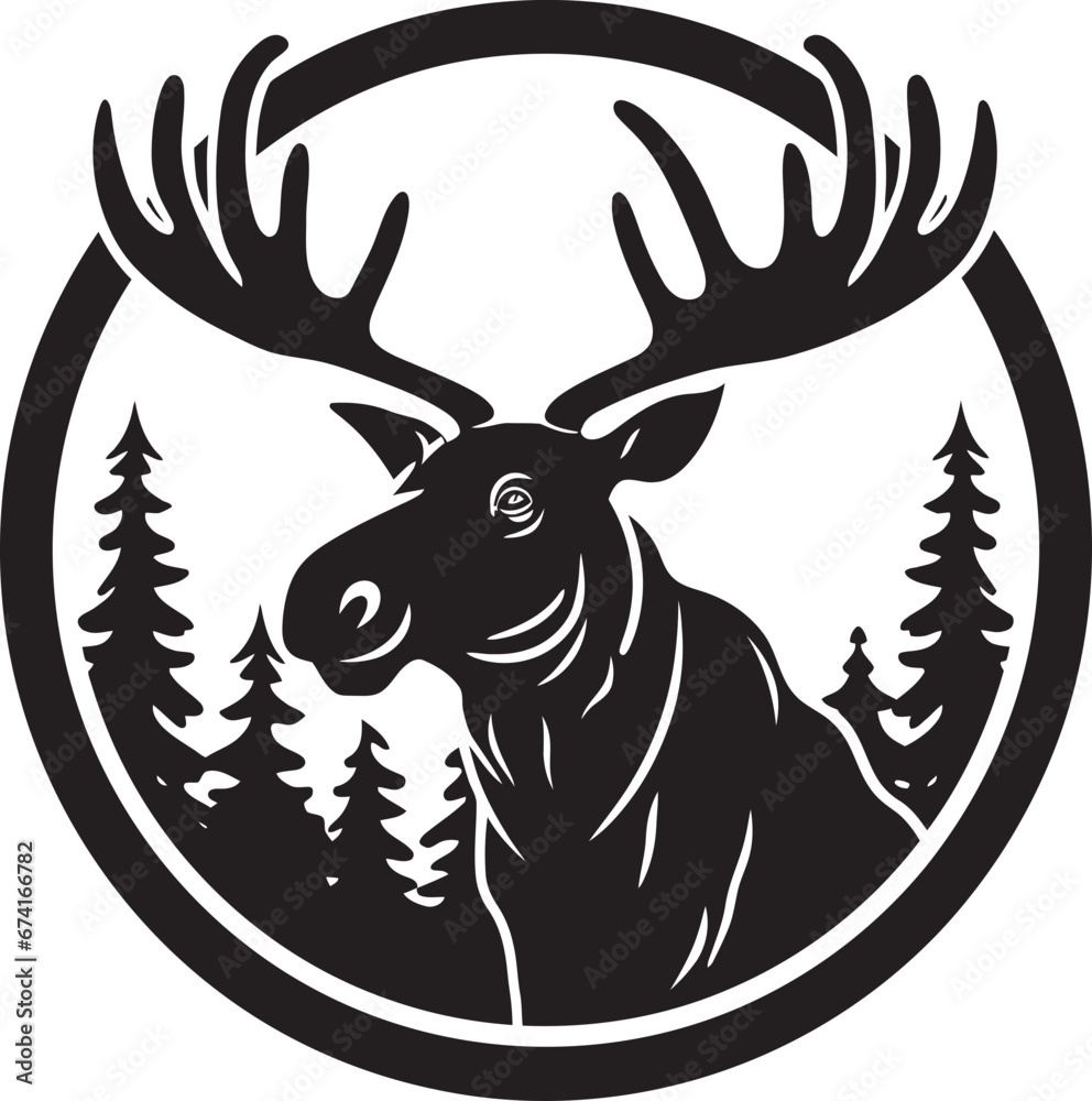 Moose Profile with Contemporary Styling Moose Symbol for Branding Excellence